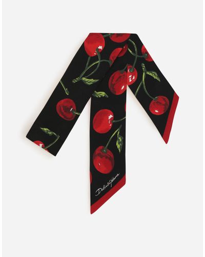 Dolce & Gabbana Cherry-Print Twill Headscarf (6X100) - Red
