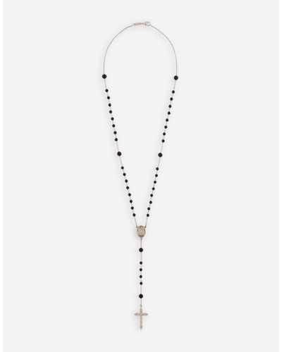 Dolce & Gabbana Rosary Necklace With Natural Gemstones - Weiß