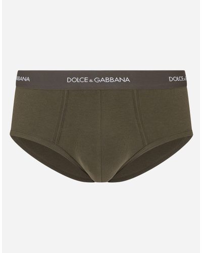 Dolce & Gabbana Fine-rib Cotton Brando Briefs - Green