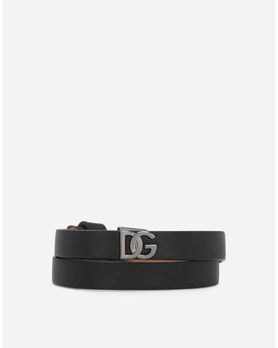 Dolce & Gabbana Calfskin Bracelet With Dg Logo - White
