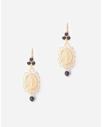Dolce & Gabbana Sicily Earrings With Medal Pendant - Weiß