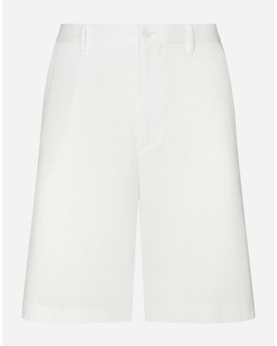 Dolce & Gabbana Stretch Cotton Shorts With Branded Tag - White
