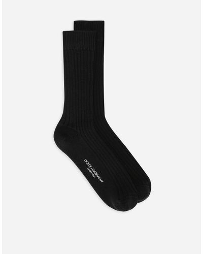 Dolce & Gabbana Socken Aus Baumwolle Und Wolle Gerippt - Schwarz