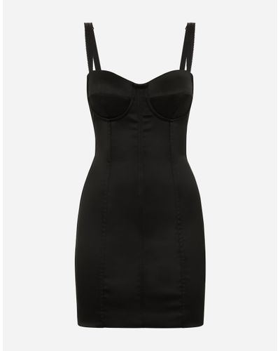 Dolce & Gabbana Satin Corset Minidress - Black