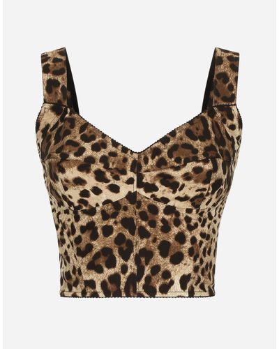 Dolce & Gabbana Leopard-Print Charmeuse Bustier Top - Schwarz