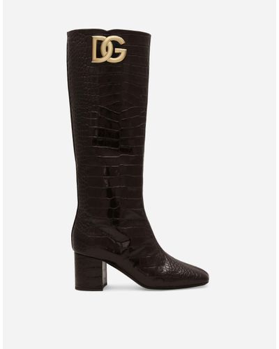 Dolce & Gabbana 60mm Logo-plaque Leather Boots - Black