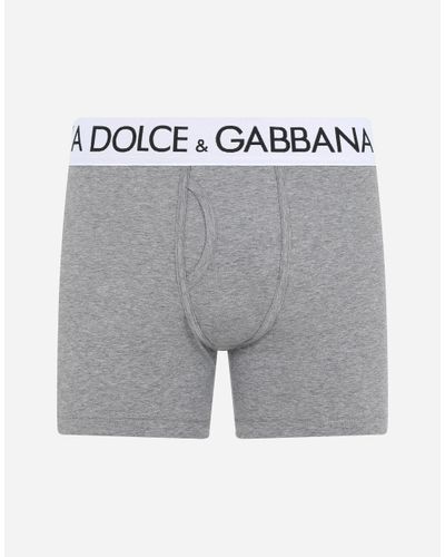 Dolce & Gabbana Lange Boxershorts Baumwolljersey Bi-Elastisch - Grau