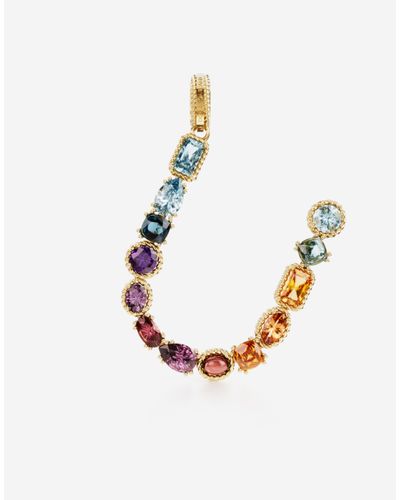 Dolce & Gabbana Alphabet U 18 Kt Charm With Fine Gems - Metallic