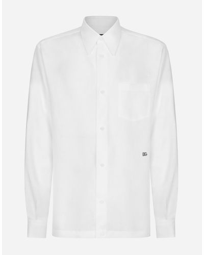 Dolce & Gabbana Hawaiihemd Leinen Mit Dg Hardware - Weiß