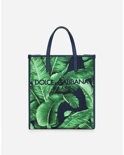 Dolce & Gabbana Kleiner Shopper Aus Bedrucktem Canvas - Green