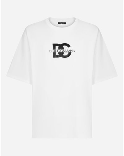 Dolce & Gabbana Kurzarm-T-Shirt Print Dg-Logo - Weiß