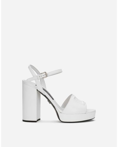 Dolce & Gabbana Calfskin Platform Sandals - White