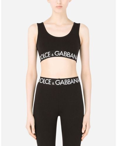 Dolce & Gabbana Cotton Jersey Top With Branded Elastic in Black - Lyst