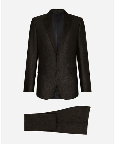 Dolce & Gabbana Lamé Silk Jacquard Martini-Fit Tuxedo Suit - Black