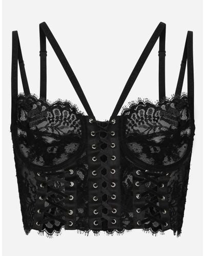 Dolce & Gabbana Lace Lingerie Corset With Straps And Eyelets - Black