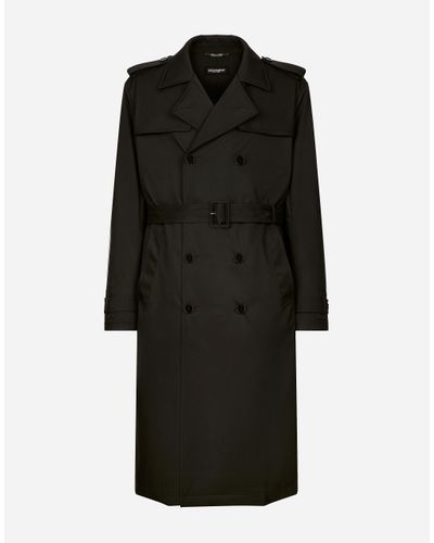 Dolce & Gabbana Nylon Double-Breasted Trench Coat - Black