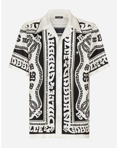 Dolce & Gabbana Hawaiihemd Aus Seide Print Marina - Weiß