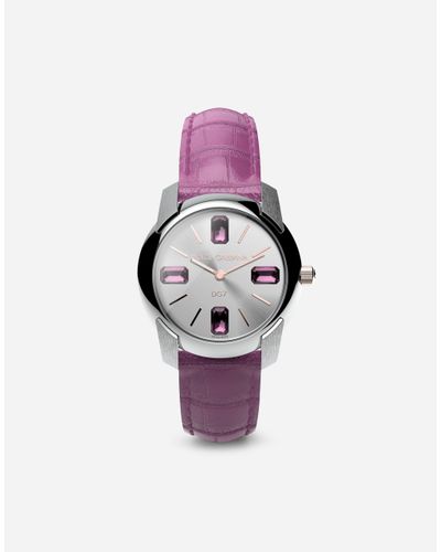 Dolce & Gabbana Watch With Alligator Strap - Pink