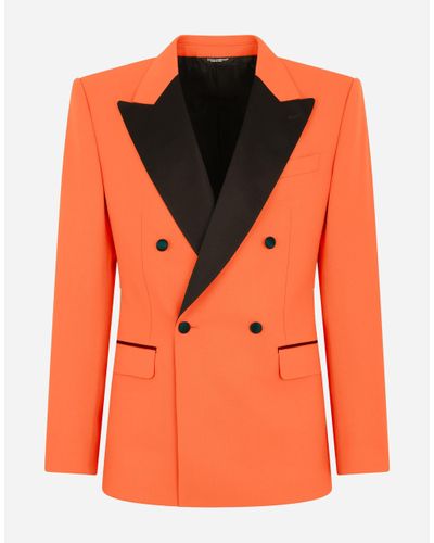 Dolce & Gabbana Double-breasted stretch wool Sicilia-fit tuxedo suit - Orange
