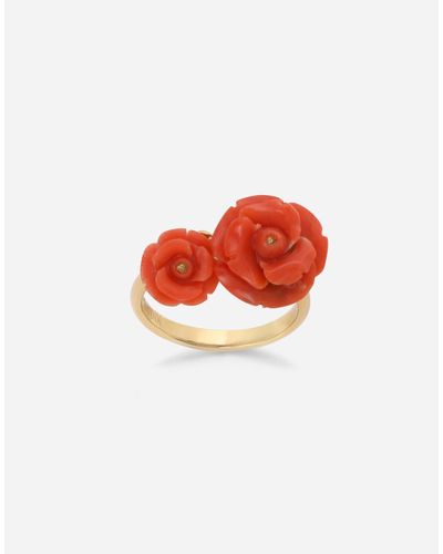 Dolce & Gabbana Ring Coral Aus 18-Karätigem Gelbgold Mit Korallenrose - Rot