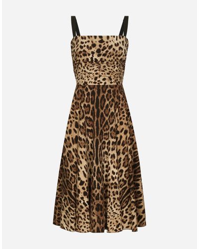 Dolce & Gabbana Leopard-Print Cady Wrap Dress - Natural