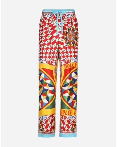 Dolce & Gabbana Carretto-Print Silk Twill Jogging Pants - Multicolor