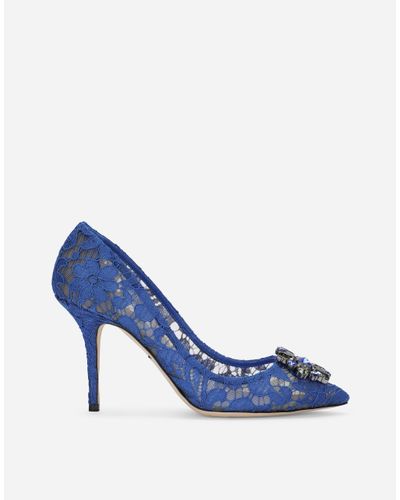 Dolce & Gabbana Lace Pumps With Brooch Detailing - Blau