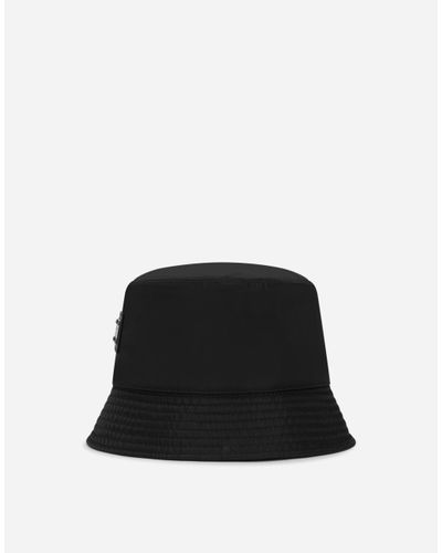 Dolce & Gabbana Nylon Bucket Hat With Branded Plate - Schwarz