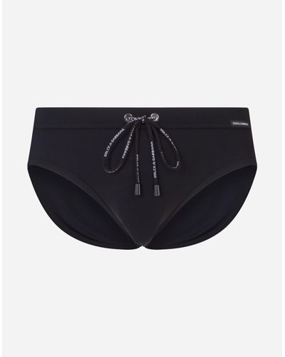 Dolce & Gabbana Swim Briefs With High-Cut Leg - Black