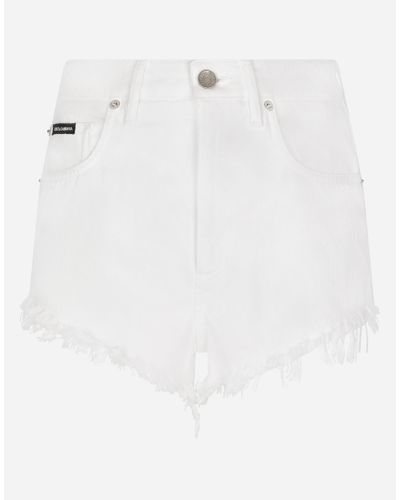 Dolce & Gabbana Jeansshorts Mit Rissen Und Abriebstellen - Weiß
