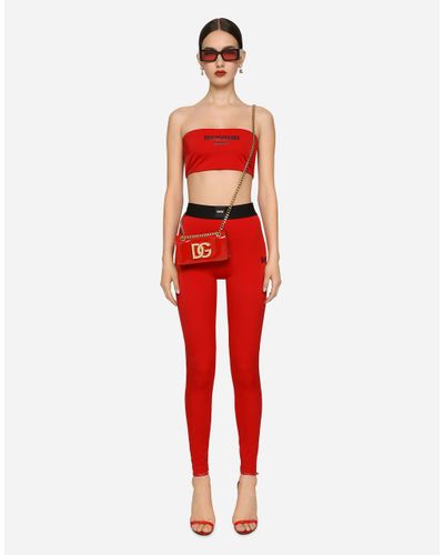 Dolce & Gabbana Spandex Jersey Leggings With Elasticated Band Dgvib3 - Red