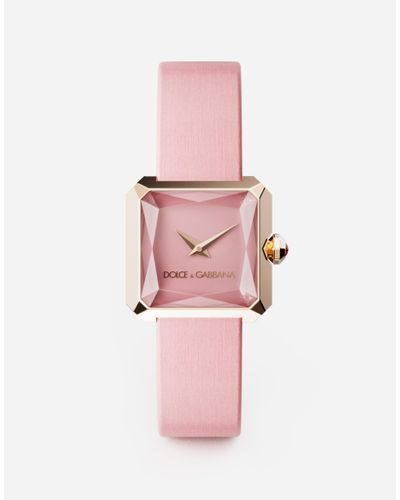 Dolce & Gabbana Golduhr Mit Seidenband - Pink