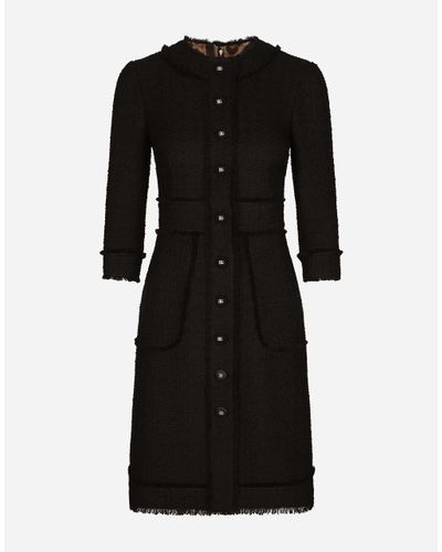 Dolce & Gabbana Raschel Tweed Midi Dress - Black