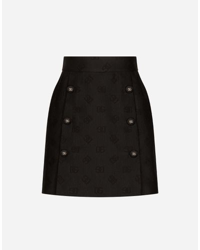 Dolce & Gabbana Jacquard Miniskirt With All-Over Dg Logo - Black