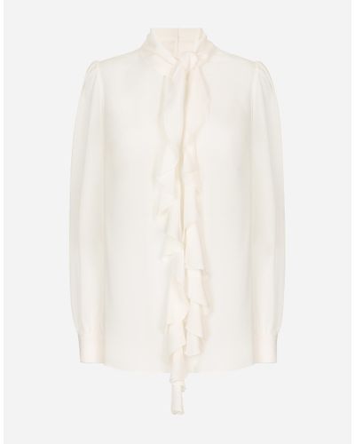 Dolce & Gabbana Bluse Mit Rüschen Aus Georgette - Weiß