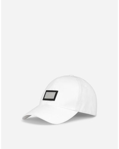 Dolce & Gabbana Cotton Baseball Cap With Branded Tag - White