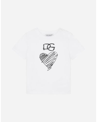 Dolce & Gabbana Jersey T-Shirt With Dg Heart Print - White