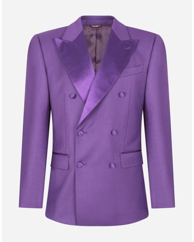 Dolce & Gabbana Double-breasted Stretch Wool Sicilia-fit Suit - Purple