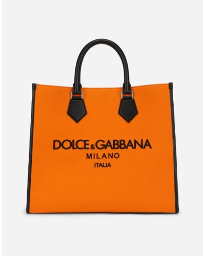 Dolce & Gabbana Edge Shopper With Embroidered Logo - Orange