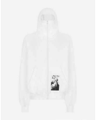 Dolce & Gabbana Blanco Jersey Hoodie With Angel Print - White
