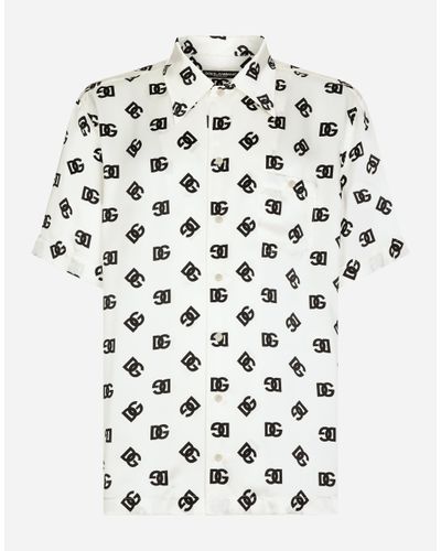 Dolce & Gabbana Hawaiihemd Aus Seide Print Dg Monogram - Weiß