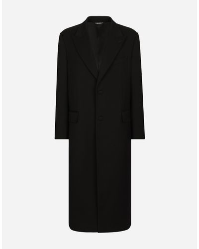 Dolce & Gabbana Single-Breasted Double-Face Stretch Wool Coat - Black