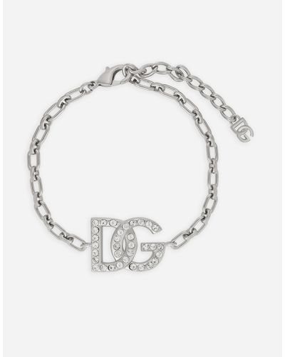 Dolce & Gabbana Link Bracelet With Dg Logo - Metallic