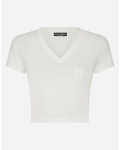 Dolce & Gabbana Kurzarm-T-Shirt Mit Dg-Logo - Weiß