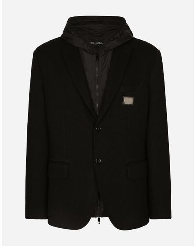 Dolce & Gabbana Hooded Jersey Jacket And Nylon Vest - Black