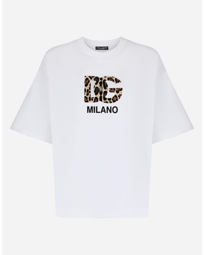 Dolce & Gabbana T-Shirt Mit Beflocktem Dg-Logo - Weiß