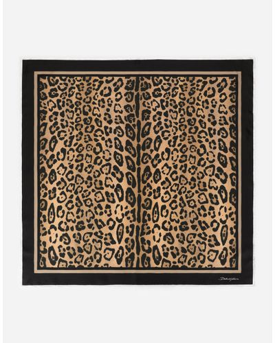 Dolce & Gabbana Leopard-Print Twill Scarf (90 X 90) - Metallic