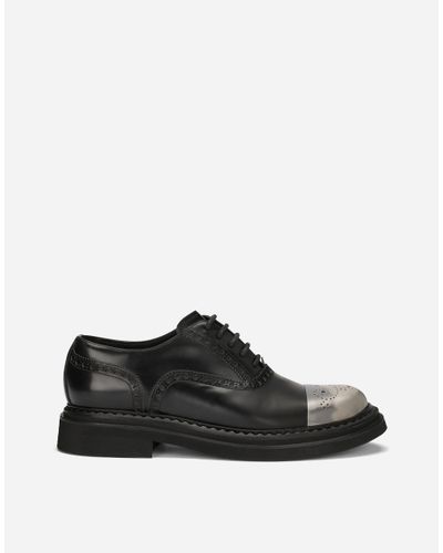 Dolce & Gabbana Brushed Calfskin Derby Shoes - Black