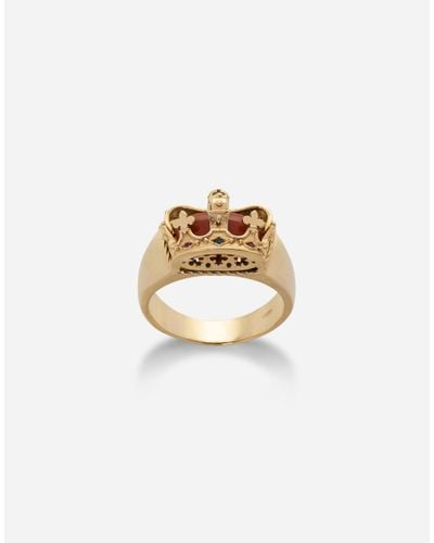 Dolce & Gabbana Ring Crown Mit Krone Und Rotem Jaspis - Mettallic