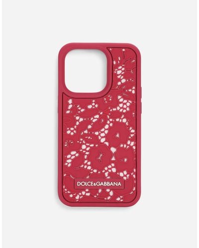 Dolce & Gabbana Floral Lace Iphone 14 Pro Case - Pink